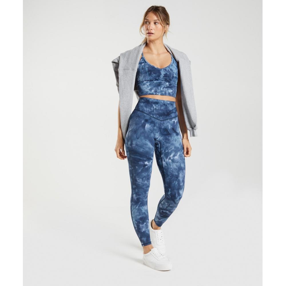 Gymshark Elevate Удлиненный спортивный бюстгальтер Lakeside Blue Spray Dye B3a7b Ubr9