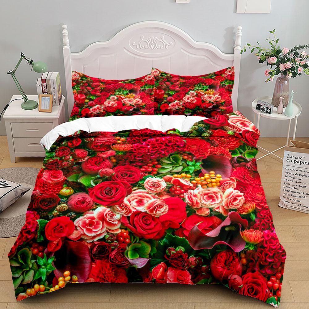 3D Flowers Beautiful Duvet Cover Set Uk Single Double Queen Us Twin Full King Size Among Bed Linen Set