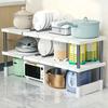 Kitchen retractable sink storage rack, cabinet with single-layer sink storage clip, multifunctional pot rack, metal storage rack