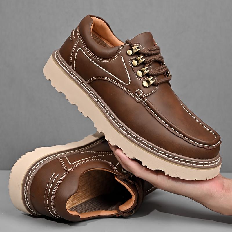 Мужская рабочая обувь из натуральной кожи для работы на открытом воздухе без стального козырька, размер 38-45