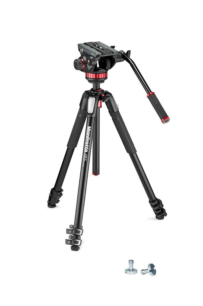 Manfrotto MVH502AH Video Head and MT055XPRO3 Aluminum Tripod with 10kg Load Maximum Height Weight Counterbalance, 1/4" Screw, Capacity, 183cm, 4.2kg