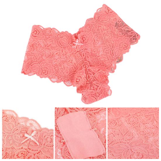 Women's Sexy Lace Panties Cheeky V Waist Hipster Bikini Underwear Floral Lace Low Waist Boyshorts Briefs