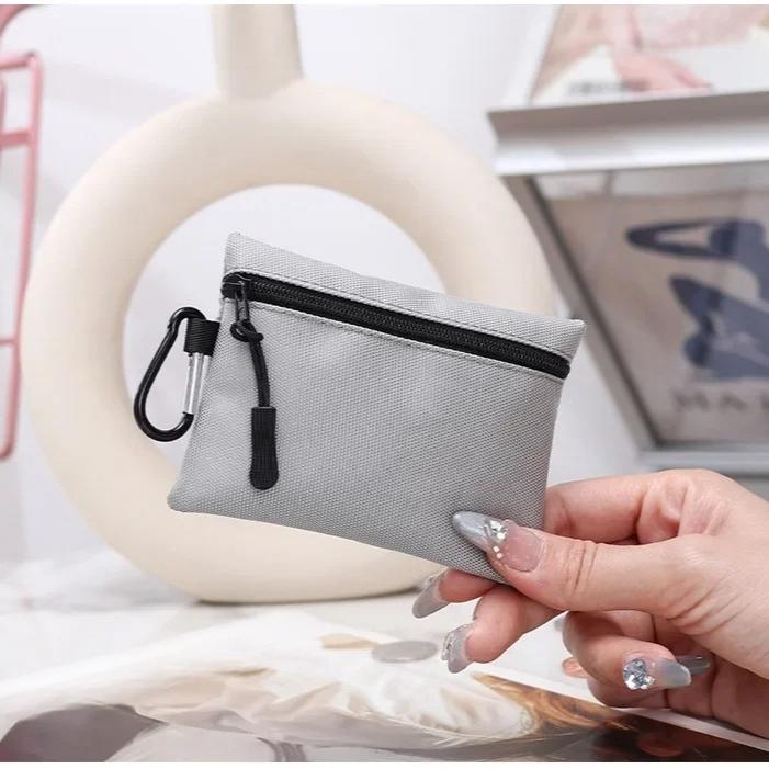 Холщовый мини-кошелек для монет, простой детский кошелек на молнии, карман для денег, однотонный кошелек для монет и ключей, женский и мужской, милый мини-кошелек