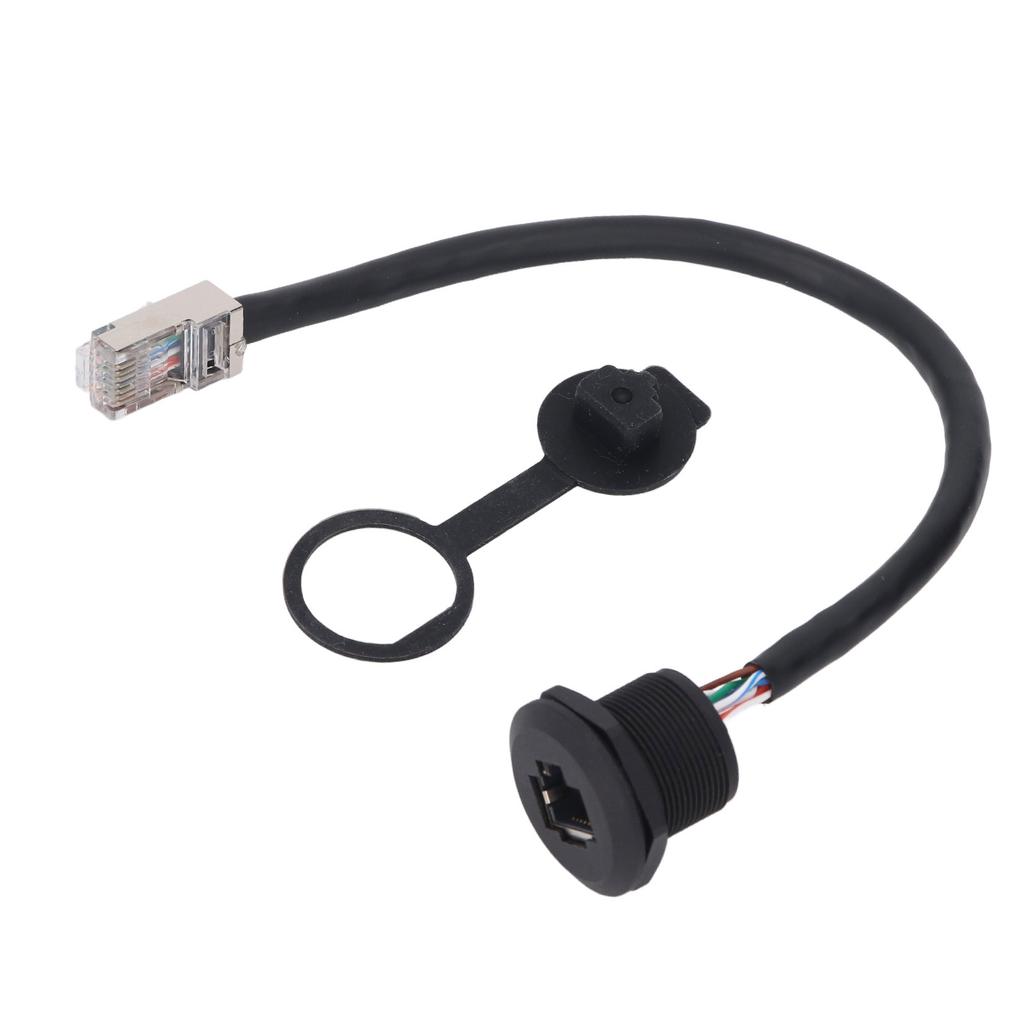 RJ45 Panel Mount Coupler Water Proof 8 Pin Female To Male Industrial Extension Cable with Dustcap 0.