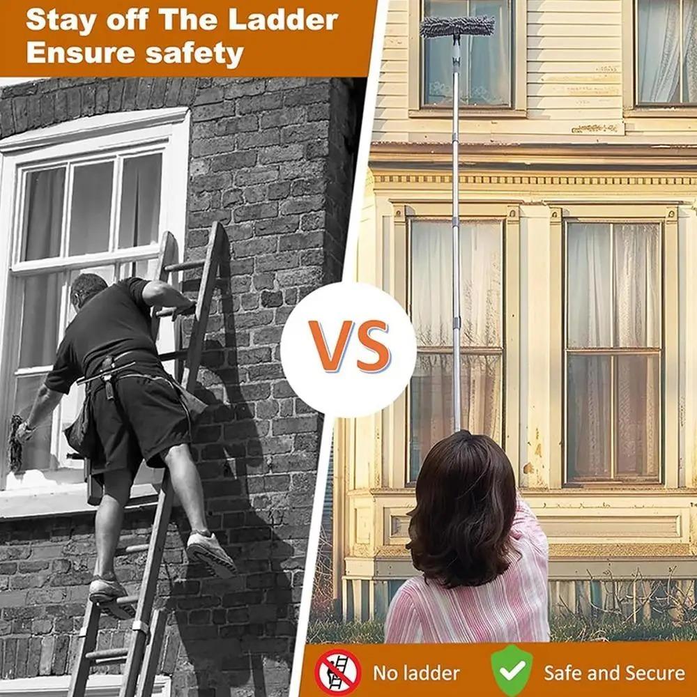 Long Duster Window Cleaning Squeegee 2 In 1 Washing Window Wiper  For Indoor Outdoor Mirror