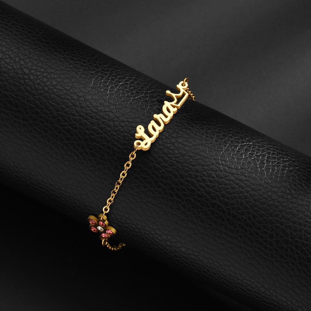 Atoztide индивидуальное имя, браслет с короной и сердцем, толстая цепочка для женщин, браслет из нержавеющей стали с цирконом и цветком, ювелирные изделия