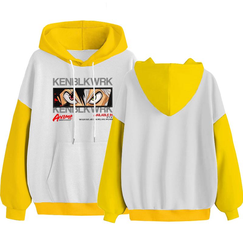 Asta Eyes Print Hooded Anime Black Clover Streetwear Men Women Patchwork Hoodies Casual Loose Pullover Harajuku Male Sweatshirt