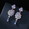 CAOSHI Luxury Temperament Lady Pendant Earrings with Brilliant Colorful Crystal Gorgeous Female Anniversary Party Accessories