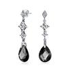 Black Briolette Faceted Teardrop Pear Shape Cubic Zirconia CZ Chandelier Earrings for Women Sterling Silver
