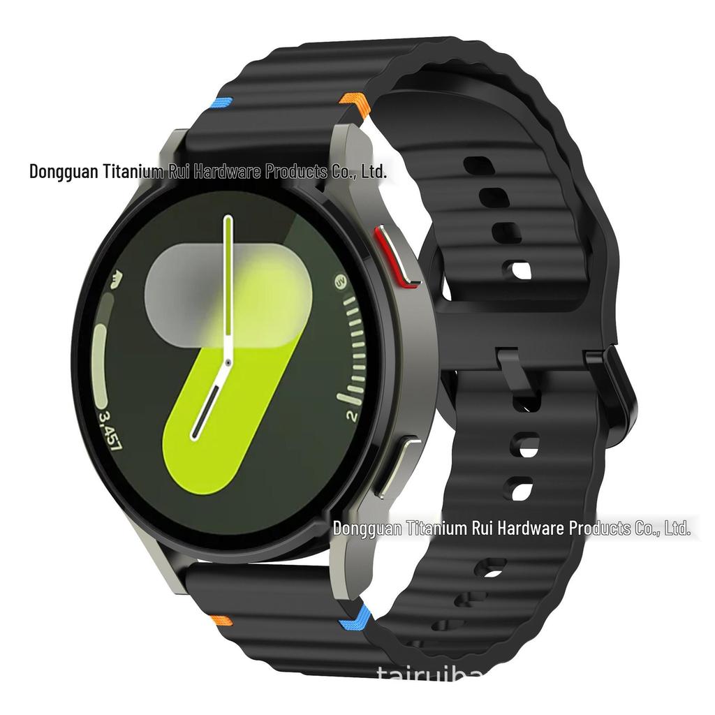 Силиконовый ремешок с быстросъемным креплением для Samsung Galaxy Watch 7/6/5/4 с волновой прострочкой
