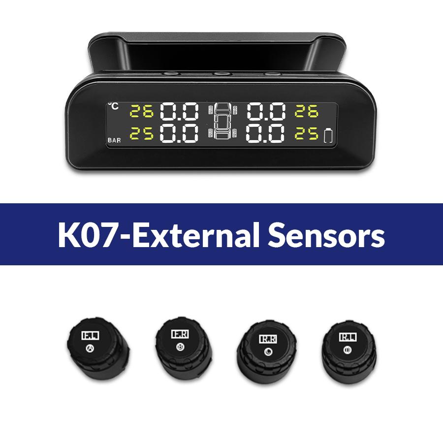 E-ACE Smart TPMS Car Tire Pressure Alarm Temperature Monitor System 4 Sensors Display Solar Intelligent USB And Solar Charging