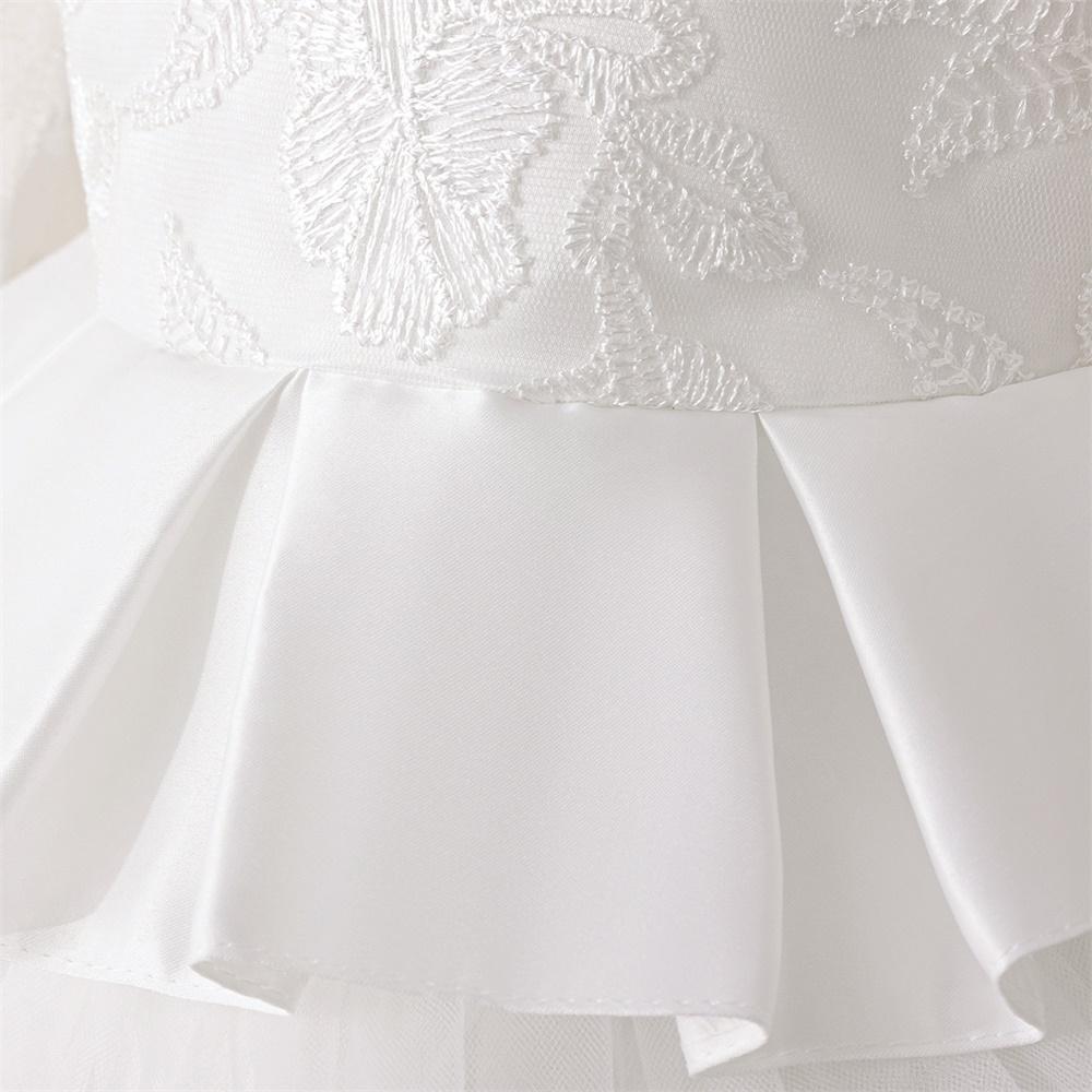 Toddler White Wedding Baptism Baby Girl Dress Tulle Bow 1st Birthday Party Evening Princess Dresses for Girl Bridemaid Prom Gown