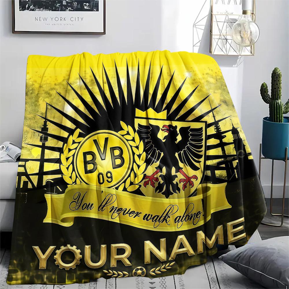 1PC Custom Name BVB Patterned Flannel Blanket Suitable For All Seasons for Home Decor Warmth and Comfort Gifts Holiday Present -HE46