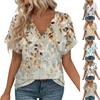 Women's Short Sleeve Shirts V Neck Print Tops Casual Tops Basic Tees Blouse Loose Tops
