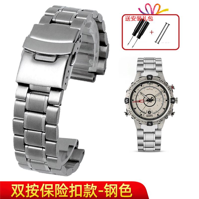 Браслет из нержавеющей стали для мужских часов TIMEX T2N720 T2N721 TW2R55500 T2N721 ремешок 24*16мм крепление серебристый черный браслет