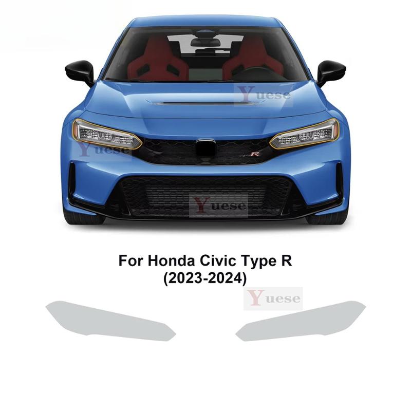 Для Honda Civic Type R 2024 2 шт. Автомобильная прозрачная или дымчато-черная защитная пленка для фар Наклейка из ТПУ