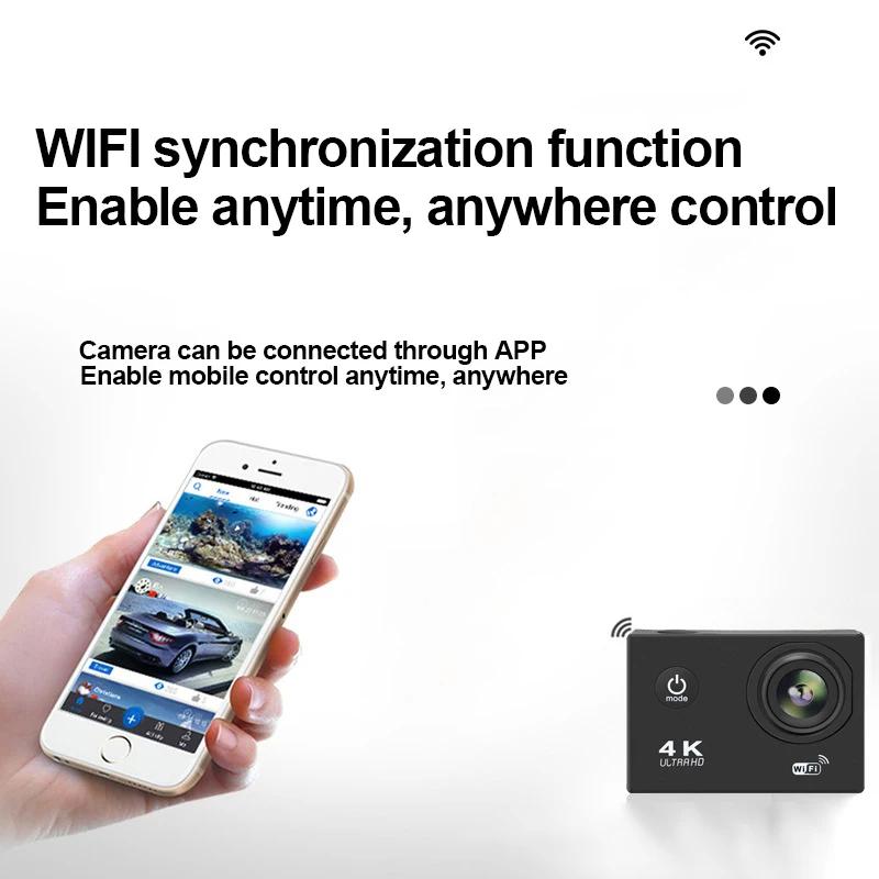 Ultra HD 4K Action Camera 30fps/170D Underwater Waterproof Helmet Video Recording Cameras Remote WiFi Outdoors Mini Sport Camera