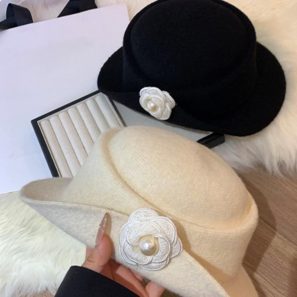 Woolen Black Felt Hat Flat-top Women Jazz Hat Fashion Hepburn Style Topper Hat  Bride