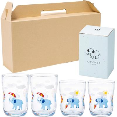 Набор Tsuyoiko Glass Hide and Seek Слон S x 2 M x 2 в крафтовой коробке Сделано в Японии Прочная посуда Усиленное стекло Подарок на день рождения Презент Легко держать