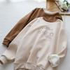 Navava Women Cute Printing Color Block Long Sleeve Sweatshirt Nt2115