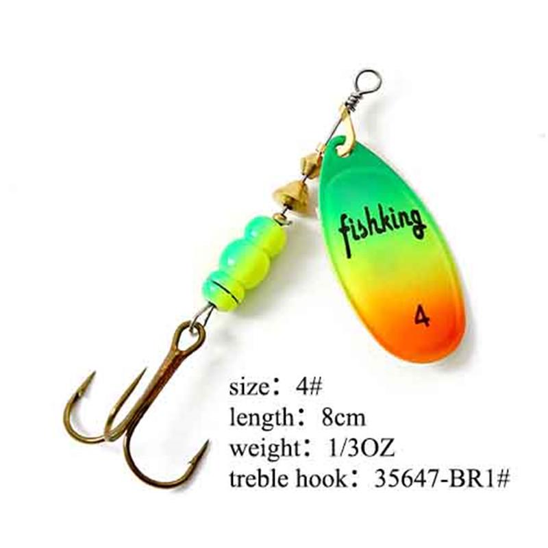 Рыболовная приманка FISH KING Spinner Bait, 1 шт., жесткая приманка для окуня, ложка с тройным крючком, снасти высокого качества