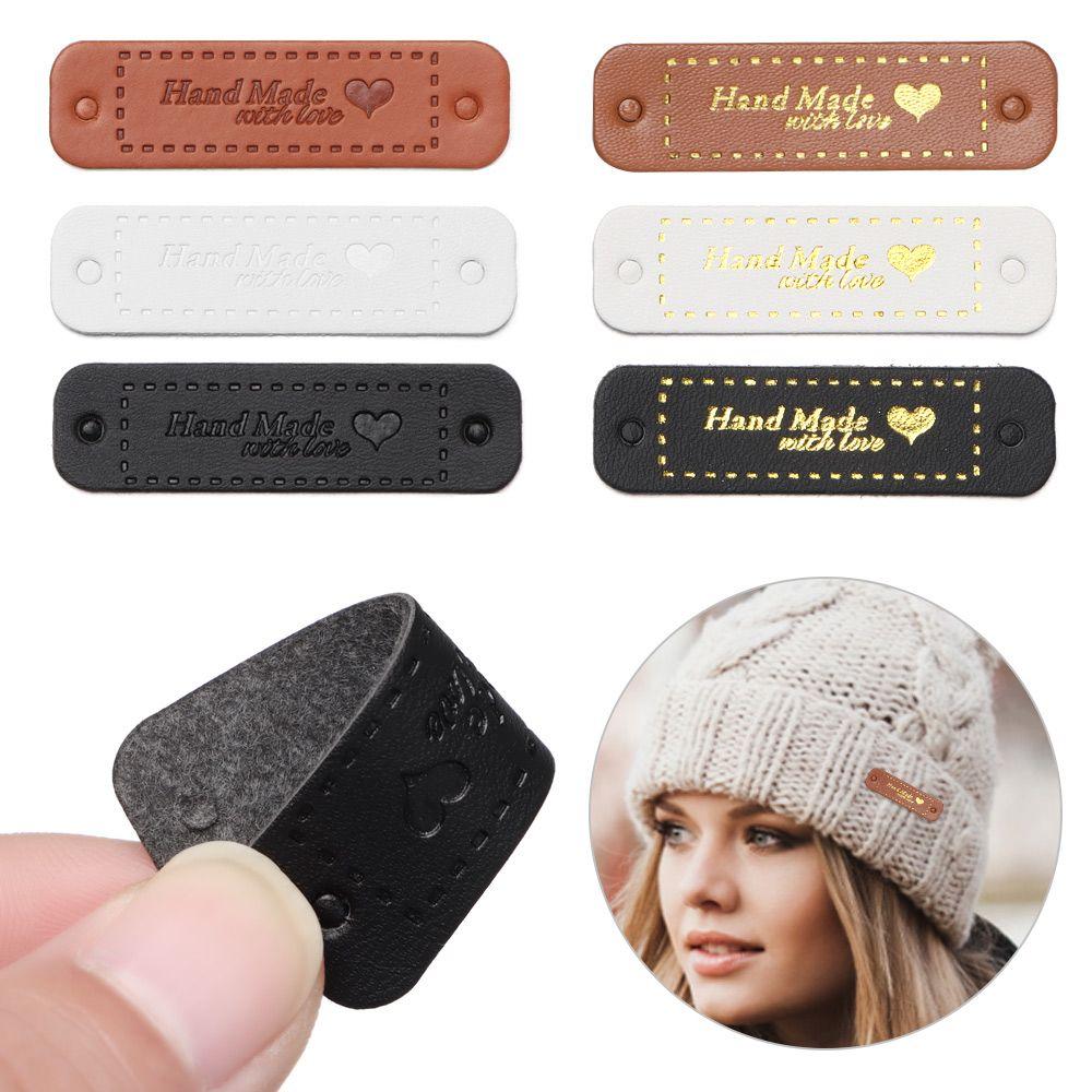 Craft Hat Bag Decoration Leather Handmade Labels Garment Label Bronzing Tags Hand Made With Love