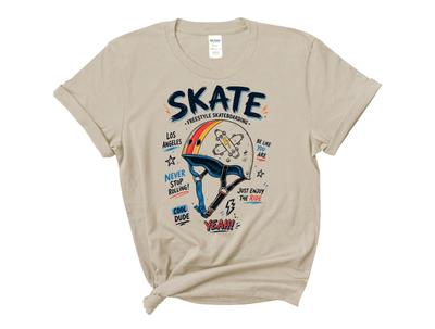 Skateboarding Helmet Tshirt Retro Skate Graphic Skater Streetwear Tee