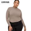 Autumn and Winter Women's Plus Size Solid Color Sweater Half High Neck Long Sleeve Bottom Shirt