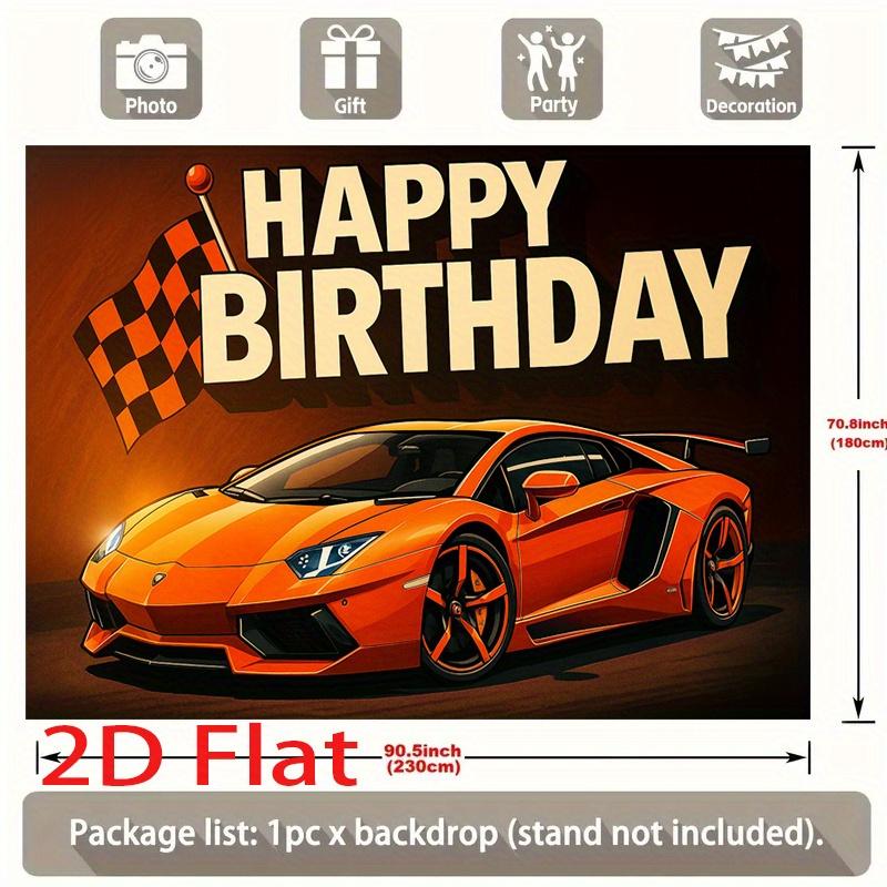 2D Plane - 2D Plane - 1 piece pack. 2D Plane party banner, featuring an orange sports car.XY