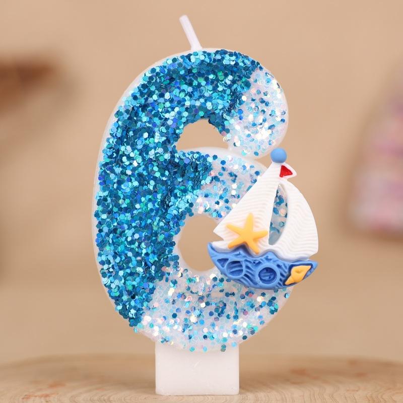 Парусный номер Свеча для торта на день рождения Украшение для вечеринки Первый день рождения Свеча ручной работы 0-9