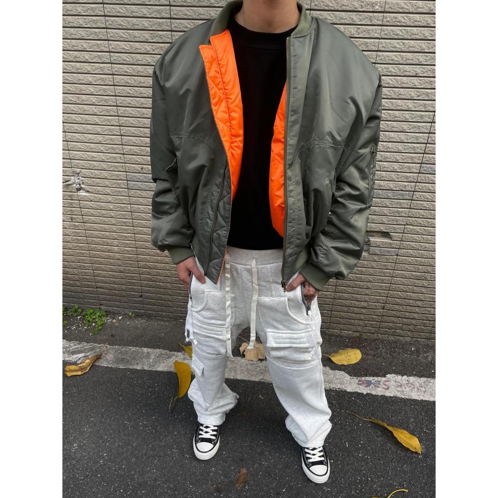 Мужская оранжевая утепленная куртка-бомбер – Короткая, Широкая, Классического кроя – Теплый хлопок для осени/зимы