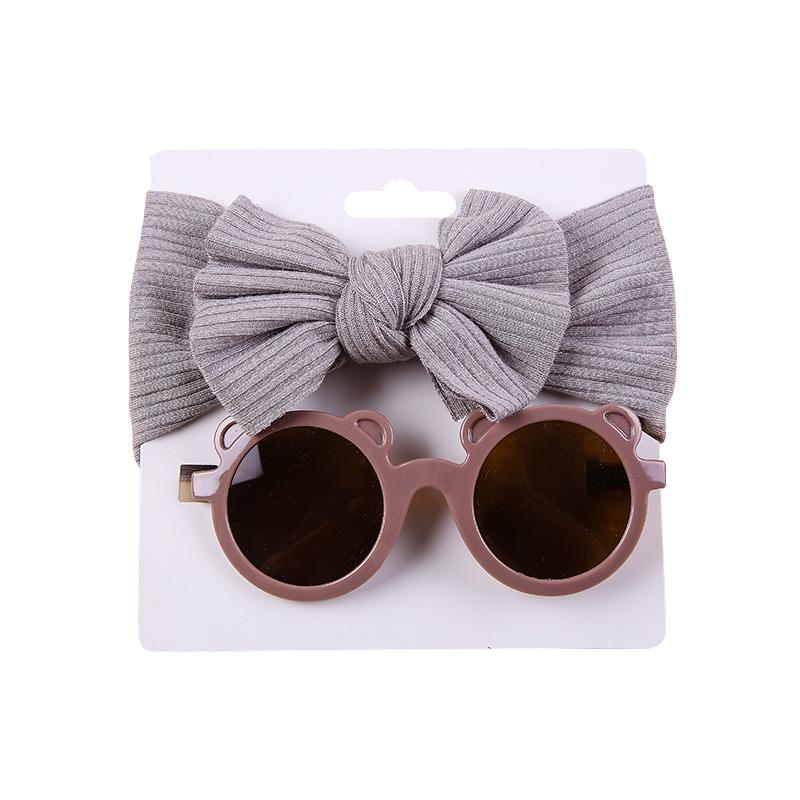 Baby Hair Accessories Summer Infant Headband Sunglasses Sun Protection Beach Kids Sun Glasses Head Band Set 2Pcs/Pack