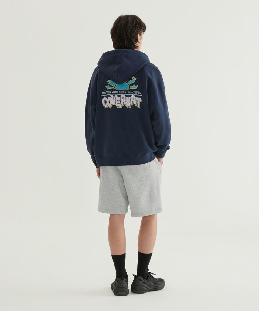Covernat Rising Sun Graphic Zip-Up Hoodie Navy