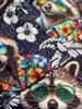 Men'S Colorful Raccoon Print Short-Sleeve Shirt, Suitable for Casual And Vacation Wear, Fashionable Top Available in Two Color Options, Plus Size