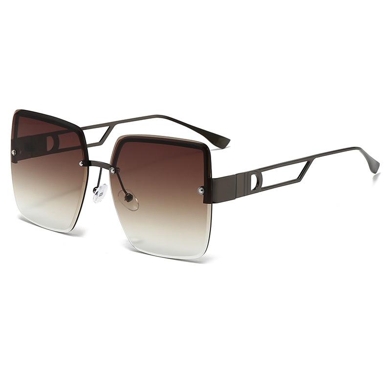 Женские солнцезащитные очки премиум-класса большого размера из металла с дизайном в виде буквы D, обеспечивающие защиту от УФ-лучей.