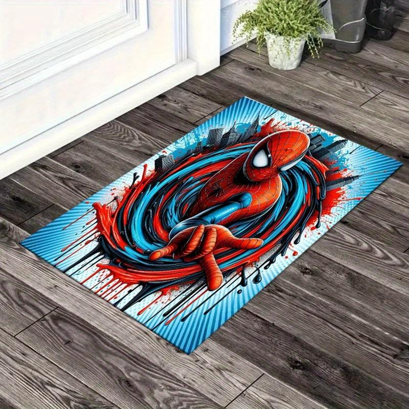 1pc Spider-man Pattern Area Rug Soft Flannel Floor Mat for Living Room, Office, Bedroom, Outdoor and Camping, Sofa Coffee Table Floor Mat, D