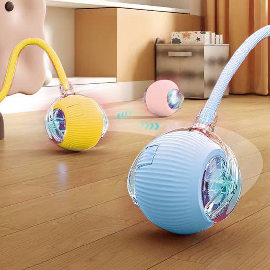 Интерактивная игрушка для кошек «катящийся мяч» Активируемая движением электрическая игрушка-мяч с длинным хвостом 3 режима Умная светодиодная игрушка для кошек для домашних кошек
