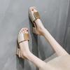 Fashion Women's Slippers and Ladies Sandals Square Toe With Heel Shoes On Sale Small Size Slip-resistant H Sandal Clappers Pvc 39 Slides