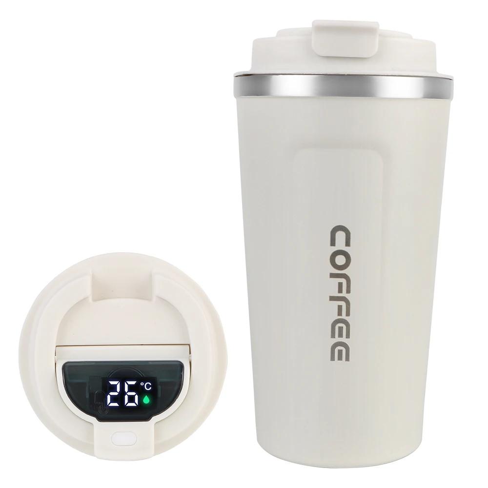 Smart Coffee Tumbler 380ml 510ml Stainless Steel Intelligent Temperature Display Travel Mug Thermos Cup with Portable Rope