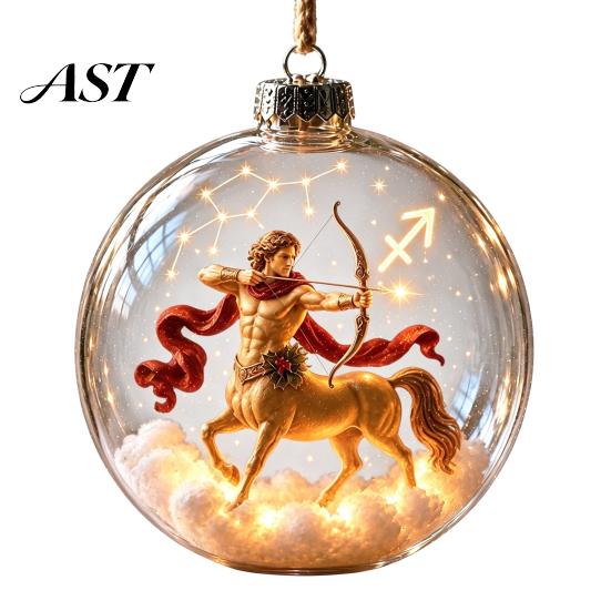 Acrylic Xmas Balls for Party Lighted Zodiac Christmas Ornament, Glowing Sign Ball with Warm LED, Ornaments Wall 3D Clear Hanging Pendant Tree Mantel,