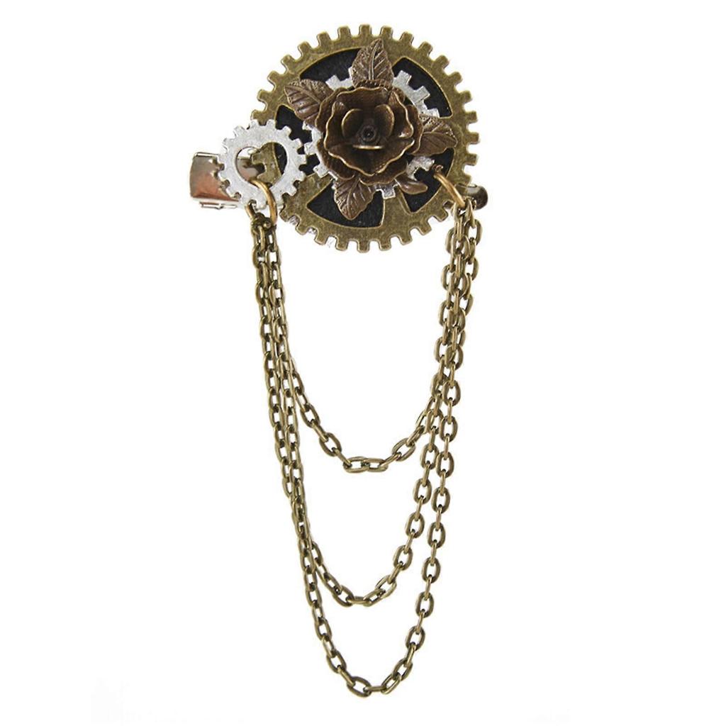 Metal Brooch Pin Lapel Stick Pin Suit Tie Brooch Steampunk Hair Clip for Women Men Coat Hats Jewelry Accessory Gold