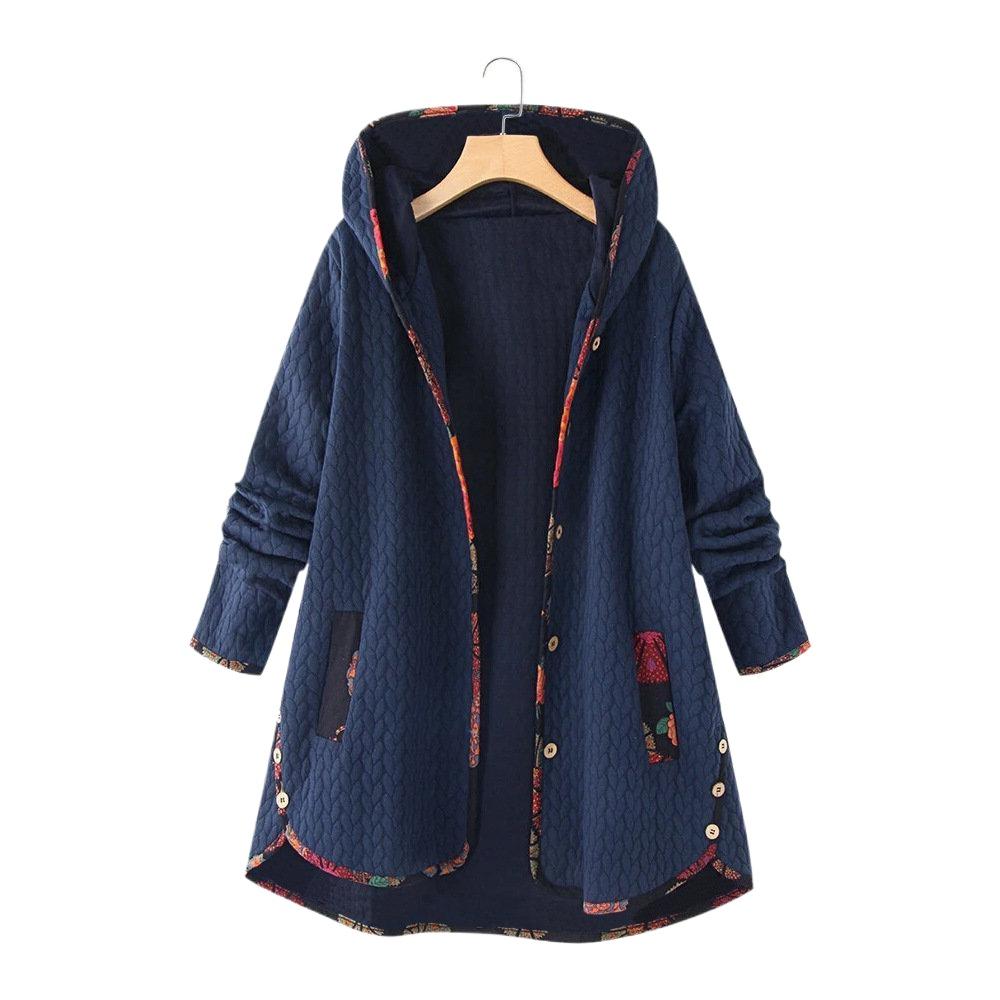 Women's Hooded Loose Ladies Top Coat Long Sleeve Large Size Mother Cotton-padded Woman