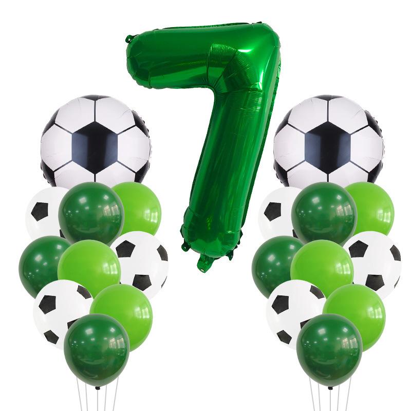 Green Yin Football Series Latex Balloon Digital Aluminum Film Set Baby Birthday Party Decoration Scene Arrangement