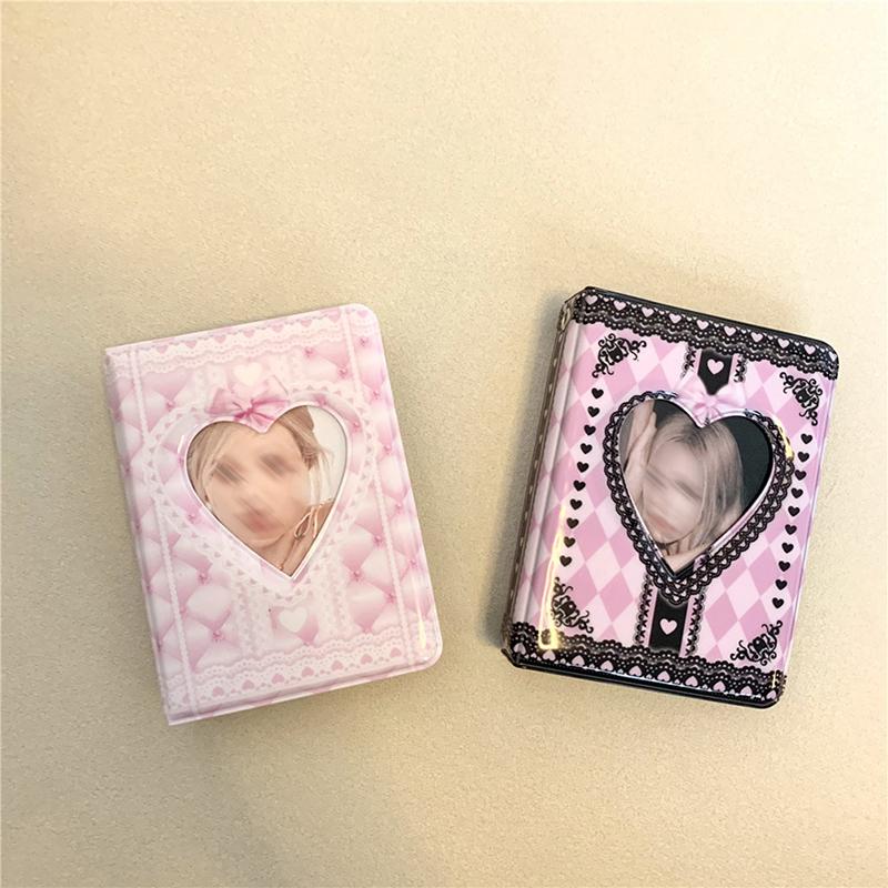 Pink Black Lace Plaid Photo Album Kpop Korea Idol Star Chasing Binder Photocard Holder 3 Inch Collect Book Album