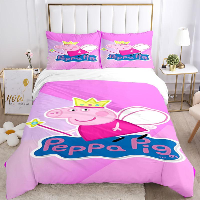 3pcs Peppa Pig Duvet Cover Set - Includes 1 Duvet Cover and 1/2 Pillowcases (No Insert) yy251107179