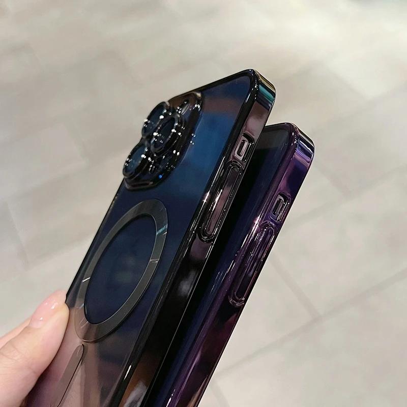 Роскошный прозрачный чехол Magsafe для беспроводной зарядки iPhone 15 14 13 12 11 16 Pro Max Plus X Xs Max XR Магнитный силиконовый чехол