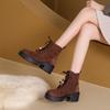 Short boots children's 2025 autumn new retro flat bottom beaded strap short boots soft bottom fashion matte Martin boots