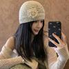 Handmade Crochet Flower Hat Glitter Weave Cap Cute Sequin Knitted Hat  Girls