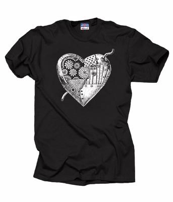 Mechanical Heart T-T-shirt Creative Stylish Tee T-shirt Robot Heart