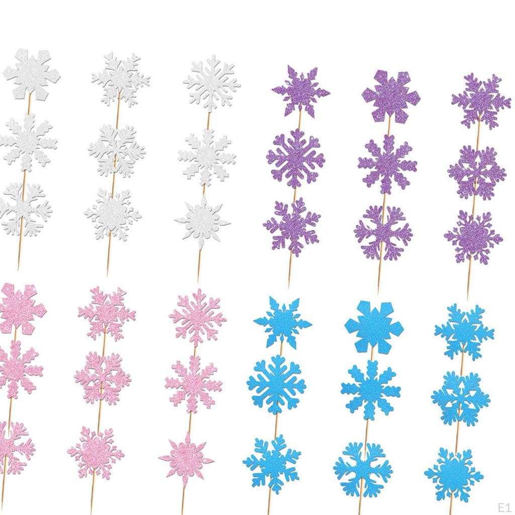 48x Рождественские топперы для кексов, украшение для торта, сделай сам, зимняя тема, снежинка